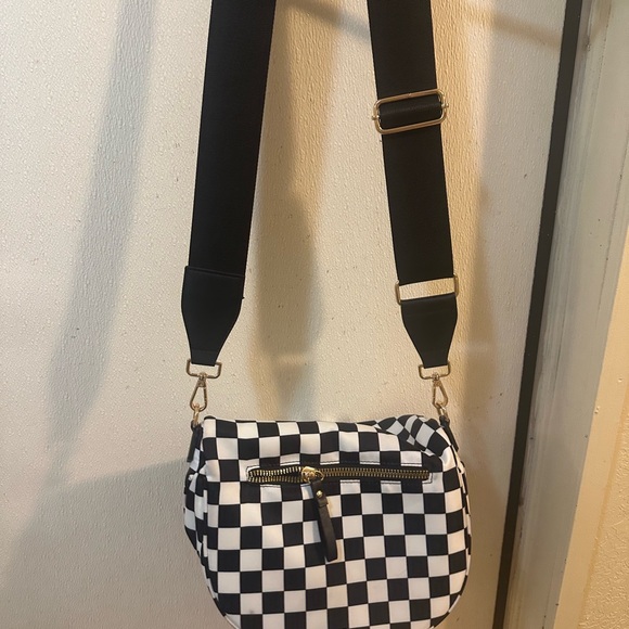 Checkered Black and White Crossbody Bag - Picture 5 of 7